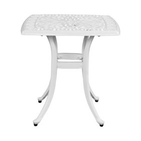 Outdoorr Cast Aluminum Square Table, End Table Side Table for Paio Backyard Pool, Cast Aluminum Cocktail Table, Outdoor Bar Table, White