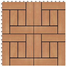 11 pcs Decking Tiles WPC 11.8"x11.8" 1 sqm Teak Color