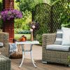 Outdoorr Cast Aluminum Square Table, End Table Side Table for Paio Backyard Pool, Cast Aluminum Cocktail Table, Outdoor Bar Table, White