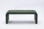 New Boucle Fabric Loveseat Ottoman Footstool Bedroom Bench Shoe Bench With Gold Metal Legs,Green