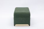 New Boucle Fabric Loveseat Ottoman Footstool Bedroom Bench Shoe Bench With Gold Metal Legs,Green