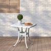 Outdoorr Cast Aluminum Square Table, End Table Side Table for Paio Backyard Pool, Cast Aluminum Cocktail Table, Outdoor Bar Table, White