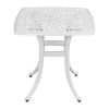 Outdoorr Cast Aluminum Square Table, End Table Side Table for Paio Backyard Pool, Cast Aluminum Cocktail Table, Outdoor Bar Table, White