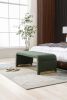 New Boucle Fabric Loveseat Ottoman Footstool Bedroom Bench Shoe Bench With Gold Metal Legs,Green