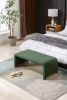 New Boucle Fabric Loveseat Ottoman Footstool Bedroom Bench Shoe Bench With Gold Metal Legs,Green