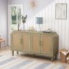59.84"Modern 4-Door Cabinet with Rattan Decorative Doors,for Bedroom,Living Room,Office,Easy Assembly