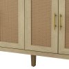 59.84"Modern 4-Door Cabinet with Rattan Decorative Doors,for Bedroom,Living Room,Office,Easy Assembly