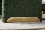 New Boucle Fabric Loveseat Ottoman Footstool Bedroom Bench Shoe Bench With Gold Metal Legs,Green
