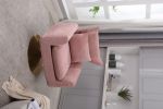 Classic Mid-Century 360-degree Swivel Accent Chair, Pink Linen