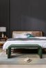New Boucle Fabric Loveseat Ottoman Footstool Bedroom Bench Shoe Bench With Gold Metal Legs,Green