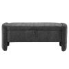 Ottoman Oval Storage Bench Chenille Fabric Bench with Large Storage Space for the Living Room, Entryway and Bedroom,gray