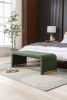 New Boucle Fabric Loveseat Ottoman Footstool Bedroom Bench Shoe Bench With Gold Metal Legs,Green