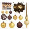 Artificial Christmas Tree 150 LEDs&Ball Set&Flocked Snow 59.1"