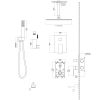 Lordear 12 Inch 3-Spray Shower System With Square Ceiling Mounted Adjustable Shower Head And Handheld Shower With Hose